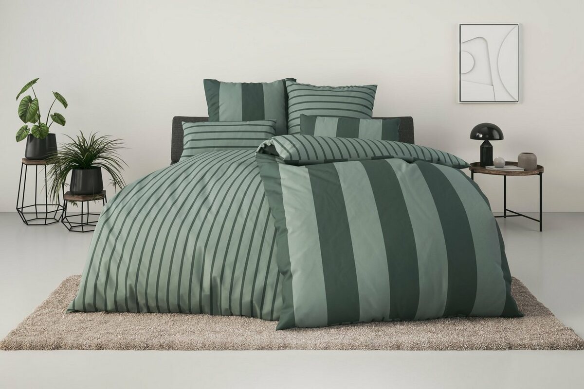 Bild 1 von Wendebettwäsche Sari in 135x200, 155x220 oder 200x200 cm, Home affaire, Flanell, 2 teilig, in verschiedenen Qualitäten, maritime Bettwäsche mit Wendeoptik, Grün
