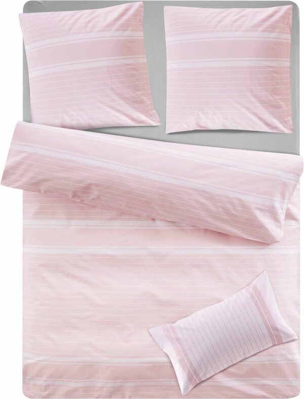 Bild 1 von Bettwäsche Mynte in Gr. 135x200 oder 155x220 cm, andas, Renforcé, 3 teilig, Bettwäsche aus Baumwolle, mit GRATIS-Zugabe: Kissenbezug 40x80 cm, Rosa