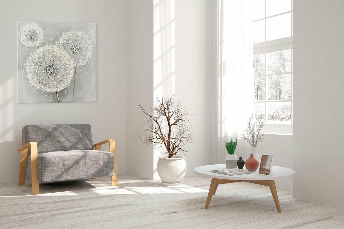 Bild 1 von Andas Ölbild Dandelion, Blumen, Blumenbilder (1 St), Pusteblumen, Grau