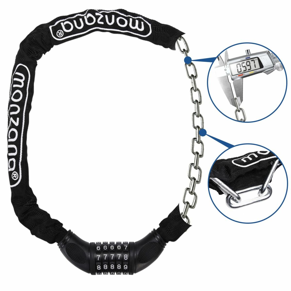 Bild 1 von monzana® Fahrradschloss 120cm mit Zahlencode und starker Kette