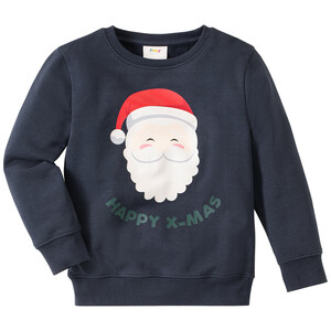 Jungen Weihnachtssweatshirt mit Santa-Motiv DUNKELBLAU