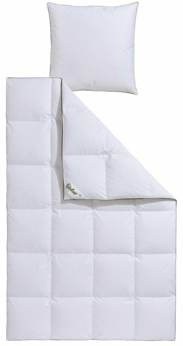 Bild 1 von Daunenbettdecke + Federkissen, Felix, fjödur, Füllung: 90% Entendaunen, 10% Entenfedern, Bezug: Einschütte (Bettdecke), Wohlfühlkomfort dank Naturfüllung, Weiß