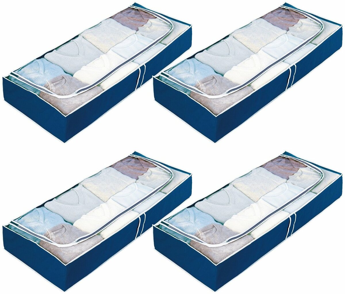 Bild 1 von WENKO Unterbettkommode Air (Set, 4 St), Polypropylen, zur platzsparenden Aufbewahrung von Saisontextilien, Blau