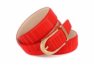 Anthoni Crown Ledergürtel mit glänzender ovaler Schließe, Rot
