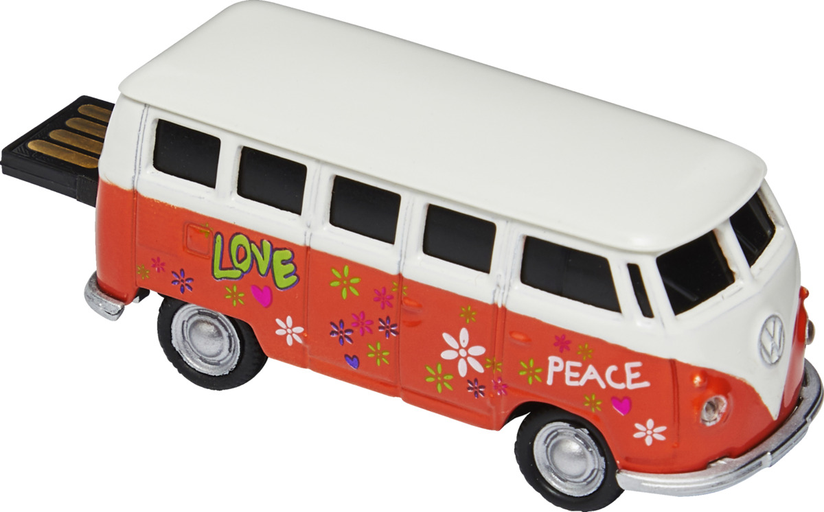 Bild 1 von IDEENWELT USB-Stick T1-Bulli Flower Power 16 GB