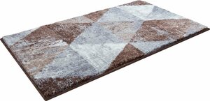 Badematte Curati Grund, Höhe 20 mm, rutschhemmend beschichtet, strapazierfähig, Polyacryl, rechteckig, weiche Haptik, Braun|grau