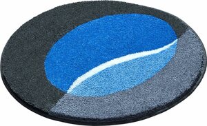 Badematte Moonset Grund, Höhe 20 mm, rutschhemmend beschichtet, schnell trocknend, Polyacryl, rund, besondere Form, Made in Europe, Blau