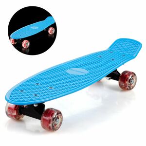Spielwerk® Retro Skateboard Blau/Rot mit LED