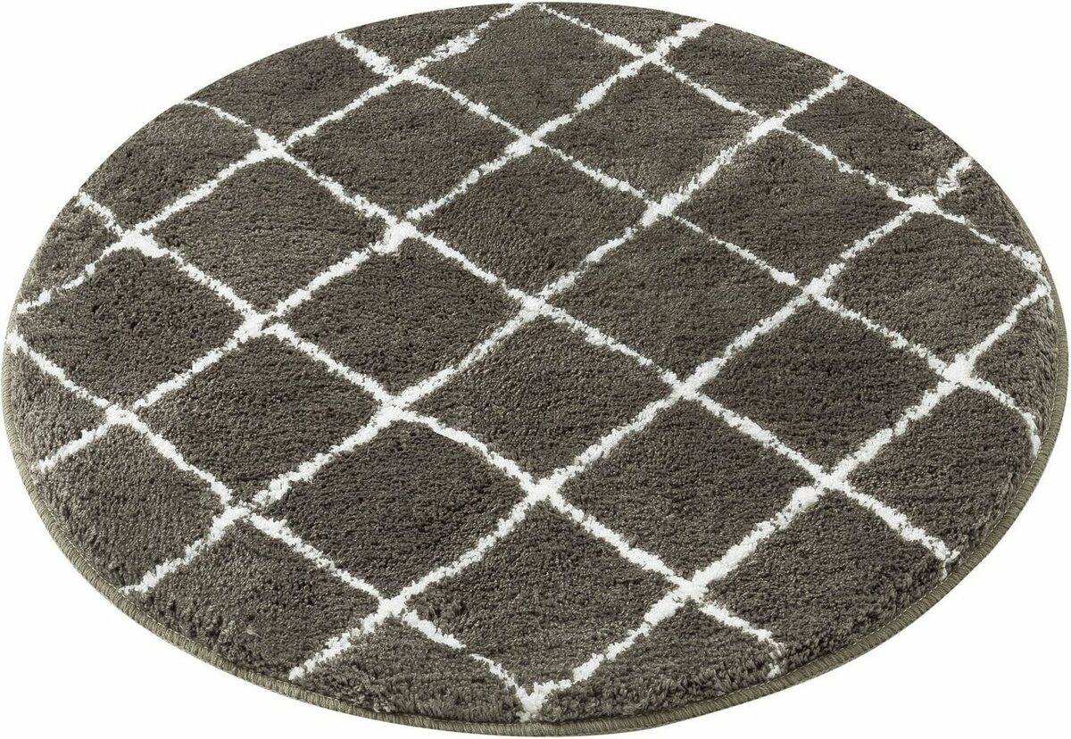 Bild 1 von Badematte Bella Leonique, Höhe 25 mm, rutschhemmend beschichtet, fußbodenheizungsgeeignet, schnell trocknend, strapazierfähig, Polyester, rund, weich, Rauten-Design, moderne Badematten, rund & rec