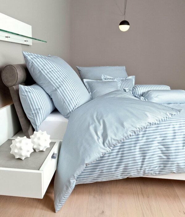 Bild 1 von Wendebettwäsche modernclassic 3912, 100% Baumwolle, Janine, Mako-Satin, 2 teilig, mit Reißverschluss, Streifen Design, Blau