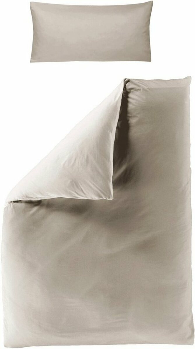 Bild 1 von Wendebettwäsche Modern Uni in Gr. 135x200 oder 155x220 cm, BIERBAUM, Renforcé, 3 teilig, Bettwäsche aus Baumwolle, moderne Bettwäsche mit Wendeoptik, Braun