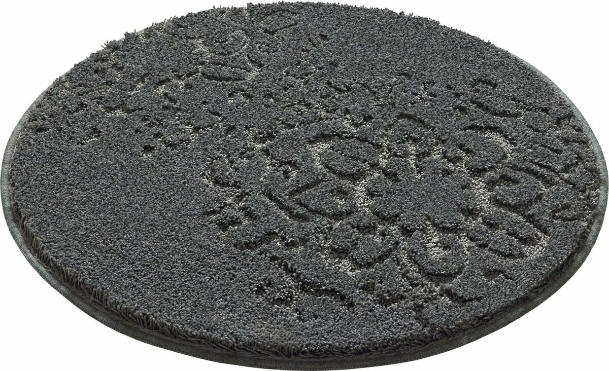 Bild 1 von Badematte Sophia Grund, Höhe 22 mm, rutschhemmend beschichtet, Polyester, rund, Hoch-Tief-Struktur, Made in Europe, Grau