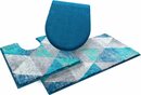 Bild 1 von Badematte Curati Grund, Höhe 20 mm, rutschhemmend beschichtet, strapazierfähig, Polyacryl, rechteckig, 3-tlg. Stand-WC Set, weiche Haptik, Blau