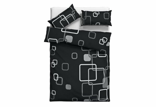 Bild 1 von Bettwäsche Quadro in Gr. 135x200 oder 155x220 cm, my home, Linon, 2 teilig, moderne Bettwäsche aus Baumwolle, Bettwäsche mit grafischem Muster, Schwarz