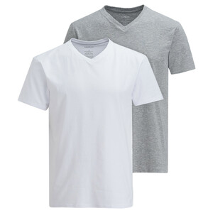 2 Herren T-Shirts mit V-Ausschnitt GRAU / WEISS