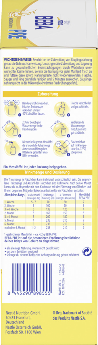 Bild 4 von BEBA PRE Anfangsmilch von Geburt an