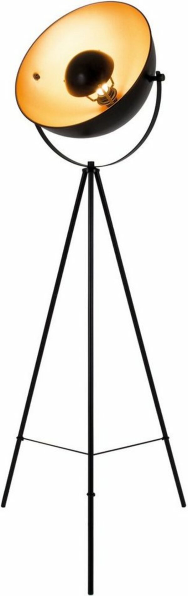 Bild 1 von Näve Stehlampe Bernice, ohne Leuchtmittel, Retro Style, Standfestes Dreibein, Reflektor: goldfarben, Goldfarben|schwarz