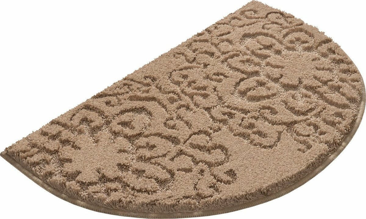 Bild 1 von Badematte Sophia Grund, Höhe 22 mm, rutschhemmend beschichtet, Polyester, halbrund, Hoch-Tief-Struktur, Made in Europe, Braun