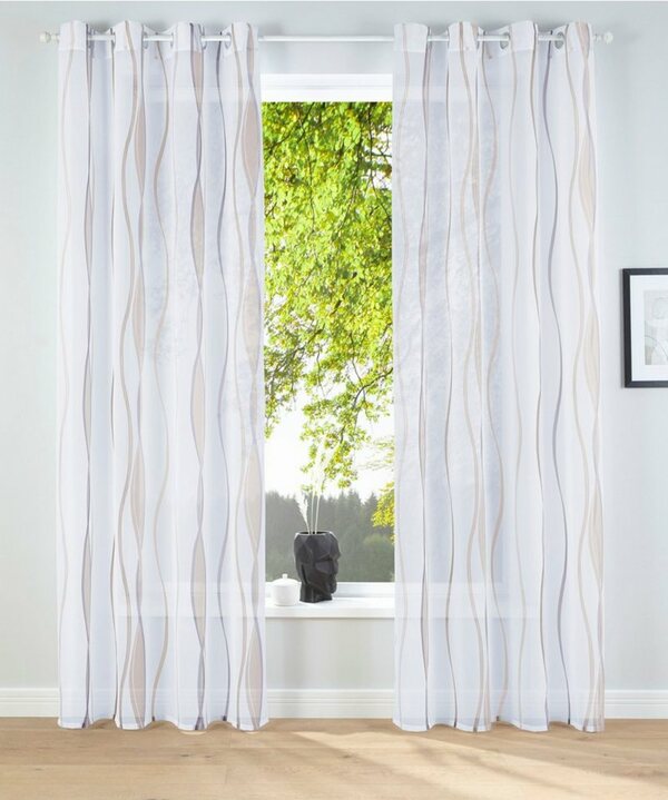 Bild 1 von Gardine Dimona, my home, Ösen (2 St), transparent, Voile, 2-er Set, transparent, Voile, Polyester, Wellen, Weiß