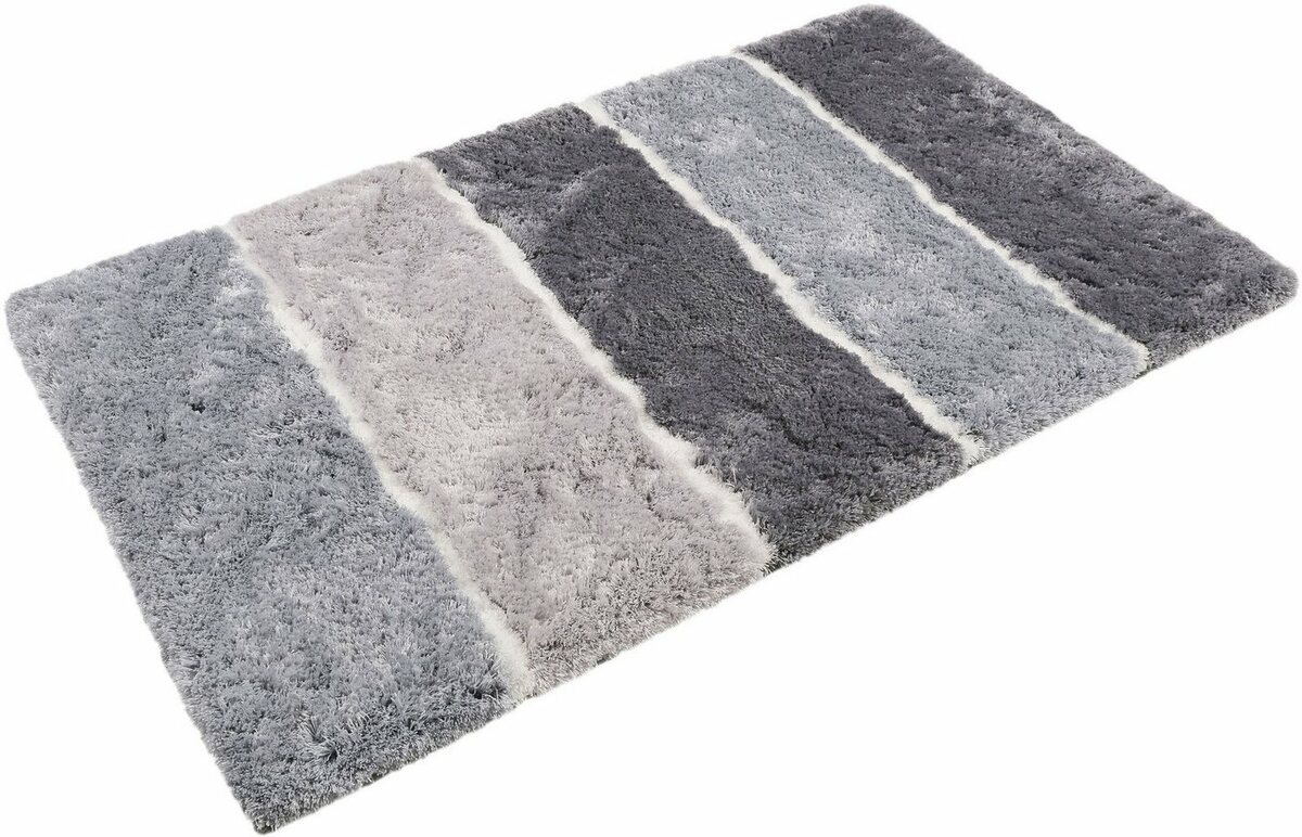 Bild 1 von Badematte Rio Marina Homie Living, Höhe 30 mm, rutschhemmend beschichtet, fußbodenheizungsgeeignet, schnell trocknend, Polyester, rechteckig, flauschiger Badteppich, modern gestreift, waschbar, Bad