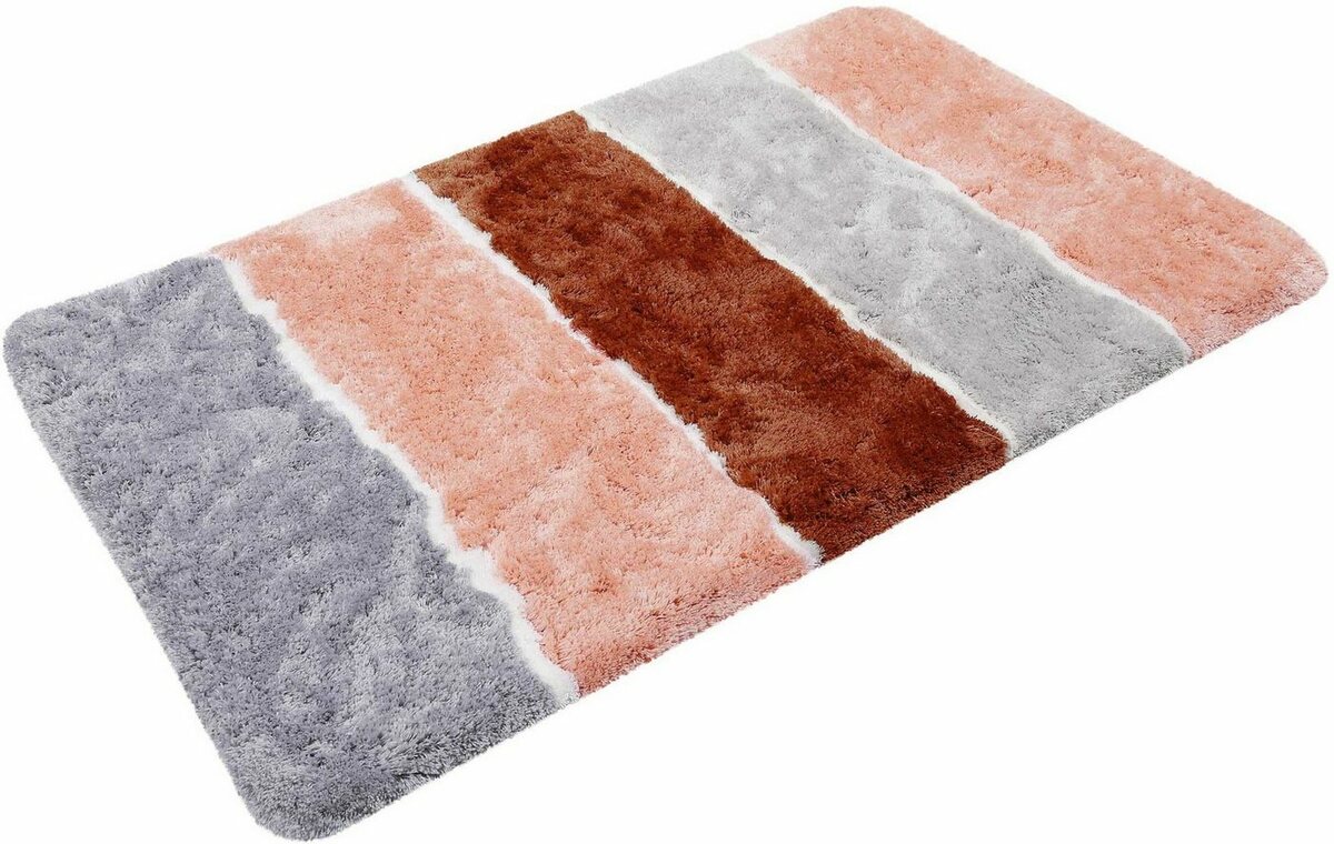 Bild 1 von Badematte Rio Marina Homie Living, Höhe 30 mm, rutschhemmend beschichtet, fußbodenheizungsgeeignet, schnell trocknend, Polyester, rechteckig, flauschiger Badteppich, modern gestreift, waschbar, Bad
