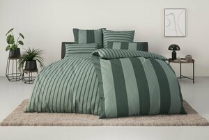 Wendebettwäsche Sari in 135x200, 155x220 oder 200x200 cm, Home affaire, Flanell, 3 teilig, in verschiedenen Qualitäten, maritime Bettwäsche mit Wendeoptik, Grün