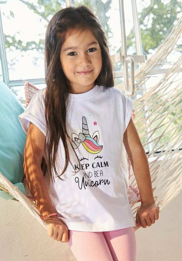 Bild 1 von KIDSWORLD T-Shirt keep calm and be a unicorn mit niedlichem Einhornmotiv, Weiß