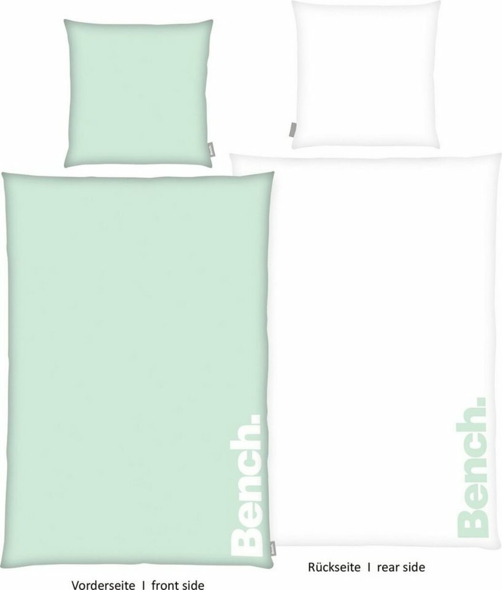 Bild 1 von Wendebettwäsche Bench in Gr. 135x200 oder 155x220 cm, Bench., Renforcé, Bettwäsche aus Baumwolle, moderne Bettwäsche mit Wendeoptik, Grün