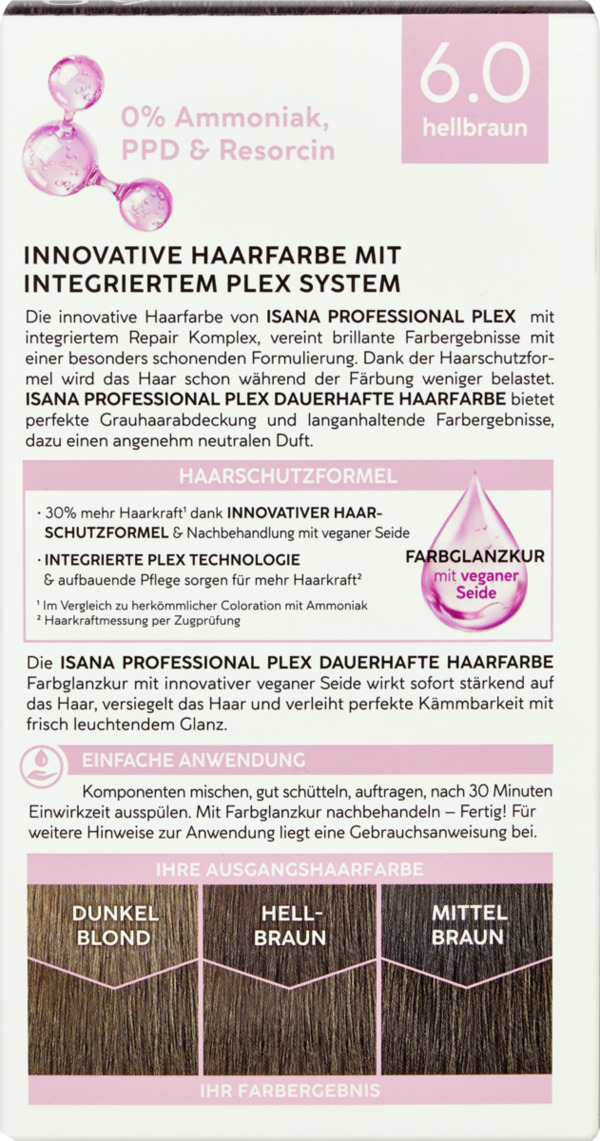 Bild 4 von ISANA PROFESSIONAL Plex dauerhafte Haarfarbe 6.0 hellbraun