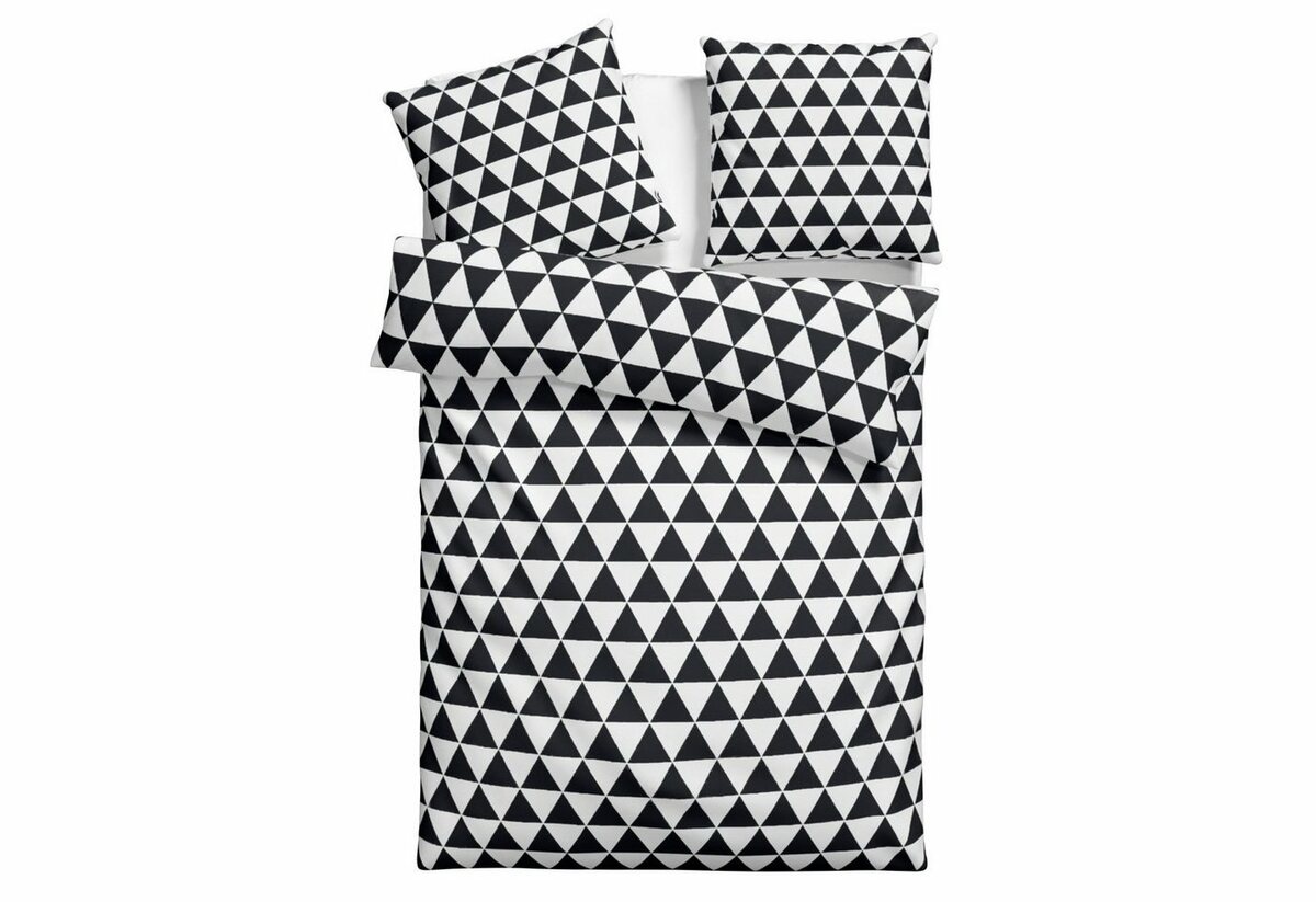 Bild 1 von Bettwäsche Gretje in Gr. 135x200 oder 155x220 cm, Lüttenhütt, Renforcé, 2 teilig, Bettwäsche aus Baumwolle, grafische Bettwäsche mit Reißverschluss, Schwarz