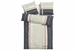 Bettwäsche Golfi in Gr. 135x200 oder 155x220 cm, H.I.S, Linon, 2 teilig, Bettwäsche aus Baumwolle, sportliche Bettwäsche mit Streifen, Grau