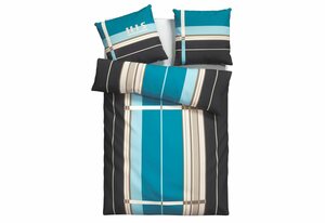 Bettwäsche Golfi in Gr. 135x200 oder 155x220 cm, H.I.S, Biber, 2 teilig, Bettwäsche aus Baumwolle, sportliche Bettwäsche mit Streifen, Blau