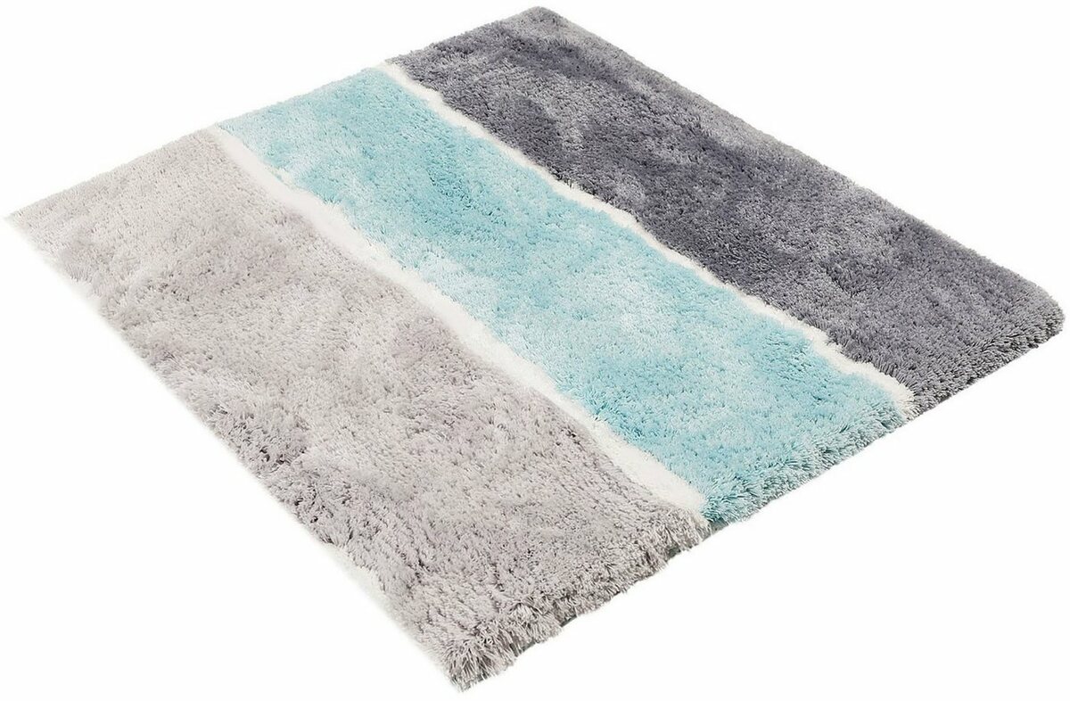 Bild 1 von Badematte Rio Marina Homie Living, Höhe 30 mm, rutschhemmend beschichtet, fußbodenheizungsgeeignet, schnell trocknend, Polyester, rechteckig, flauschiger Badteppich, modern gestreift, waschbar, Bad