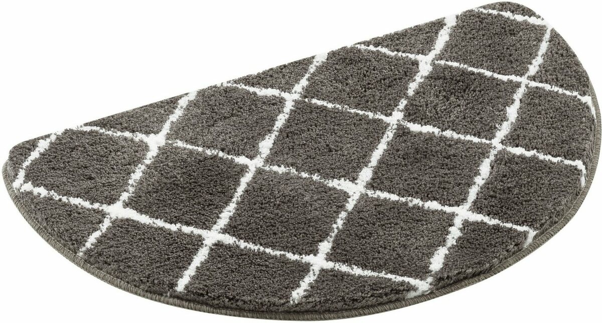 Bild 1 von Badematte Bella Leonique, Höhe 25 mm, rutschhemmend beschichtet, fußbodenheizungsgeeignet, schnell trocknend, strapazierfähig, Polyester, halbrund, weich, Rauten-Design, moderne Badematten, rund &