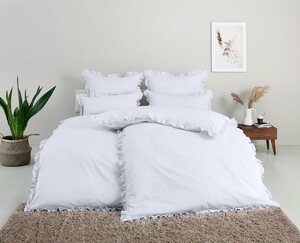Bettwäsche Violetta in Gr. 135x200 oder 155x220 cm, Home affaire, Renforcé, 2 teilig, Bettwäsche aus Baumwolle, romantische Bettwäsche mit Volants, Weiß