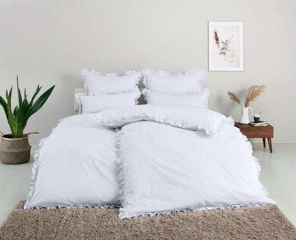 Bild 1 von Bettwäsche Violetta in Gr. 135x200 oder 155x220 cm, Home affaire, Renforcé, 2 teilig, Bettwäsche aus Baumwolle, romantische Bettwäsche mit Volants, Weiß