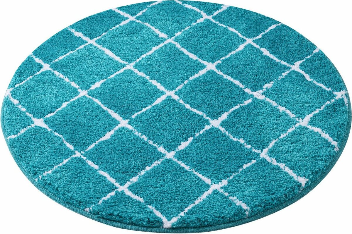 Bild 1 von Badematte Bella Leonique, Höhe 25 mm, rutschhemmend beschichtet, fußbodenheizungsgeeignet, schnell trocknend, strapazierfähig, Polyester, rund, weich, Rauten-Design, moderne Badematten, rund & rec