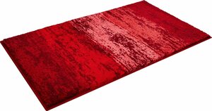 Badematte Plank Grund, Höhe 20 mm, rutschhemmend beschichtet, schnell trocknend, Polyacryl, rechteckig, weiche Haptik, Made in Europe, Rot