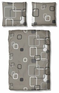 Bettwäsche Quadro in Gr. 135x200 oder 155x220 cm, my home, Linon, 2 teilig, moderne Bettwäsche aus Baumwolle, Bettwäsche mit grafischem Muster, Grau