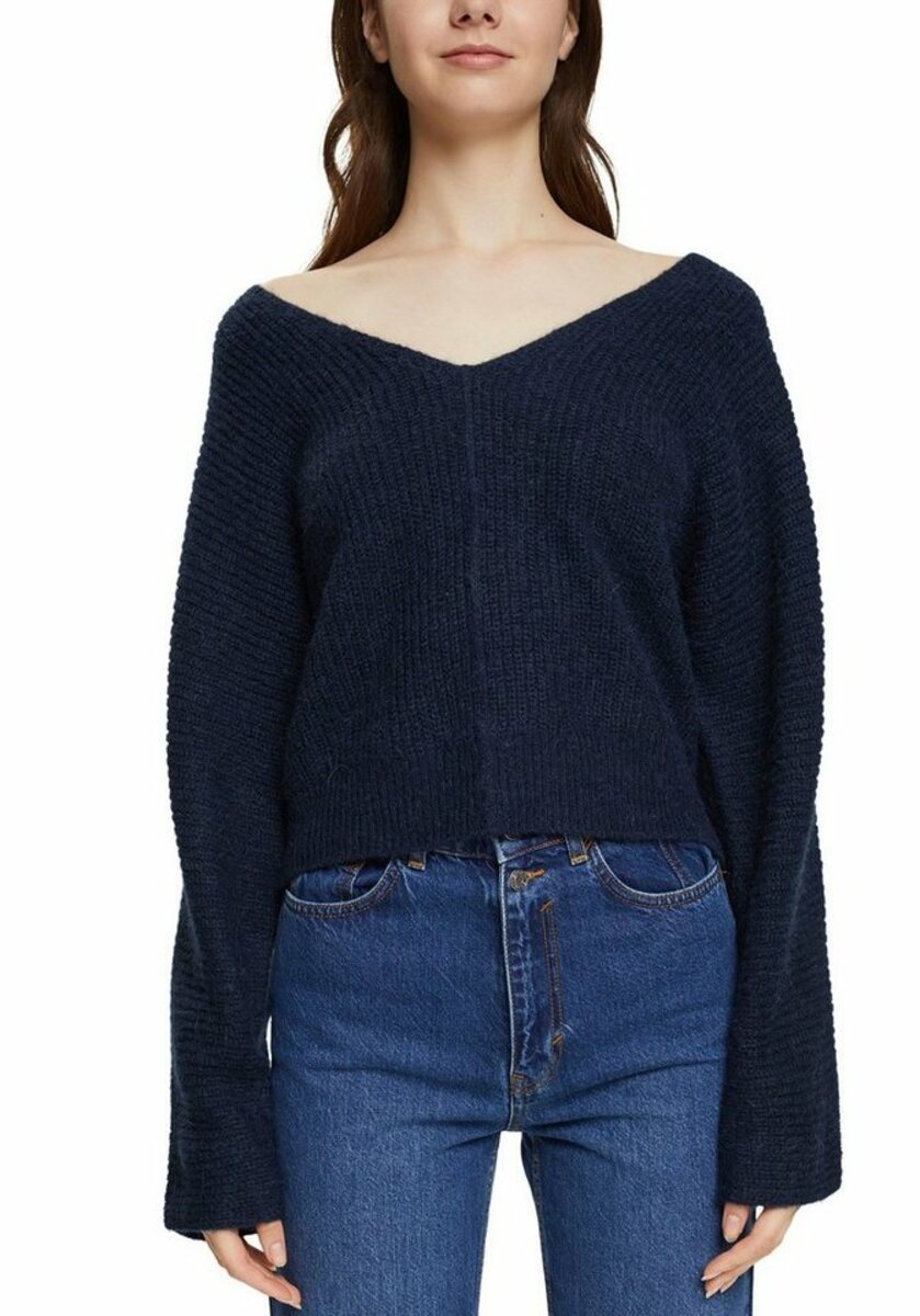 Bild 1 von Esprit V-Ausschnitt-Pullover mit Fledermausärmeln, Blau