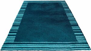 Teppich Cameo, Bruno Banani, rechteckig, Höhe: 20 mm, angenehme Haptik, mit Bordüre, Wohnzimmer, Schlafzimmer, Kinderzimmer, Blau