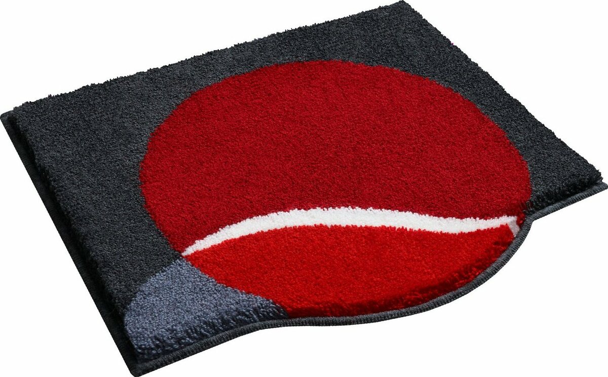 Bild 1 von Badematte Moonset Grund, Höhe 20 mm, rutschhemmend beschichtet, schnell trocknend, Polyacryl, rechteckig, besondere Form, Made in Europe, Rot