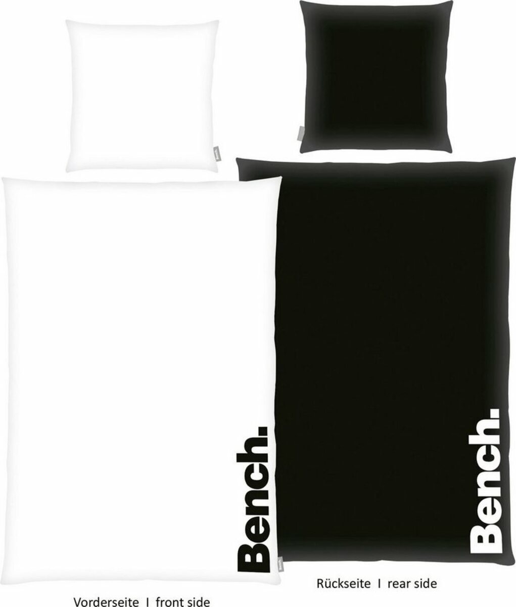 Bild 1 von Wendebettwäsche Bench in Gr. 135x200 oder 155x220 cm, Bench., Renforcé, Bettwäsche aus Baumwolle, moderne Bettwäsche mit Wendeoptik, Schwarz