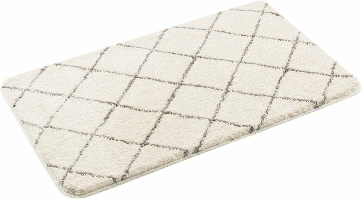 Bild 1 von Badematte Bella Leonique, Höhe 25 mm, rutschhemmend beschichtet, fußbodenheizungsgeeignet, schnell trocknend, strapazierfähig, Polyester, rechteckig, weich, Rauten-Design, moderne Badematten, rund