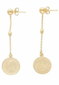 Firetti Paar Ohrstecker Schmuck Geschenk Ohrschmuck Münze Italien 500 Lire 14 mm, zu Kleid, Shirt, Jeans, Sneaker! Anlass Geburtstag Weihnachten, Gelb|goldfarben