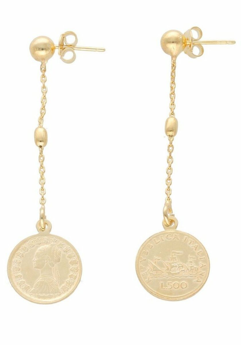 Bild 1 von Firetti Paar Ohrstecker Schmuck Geschenk Ohrschmuck Münze Italien 500 Lire 14 mm, zu Kleid, Shirt, Jeans, Sneaker! Anlass Geburtstag Weihnachten, Gelb|goldfarben