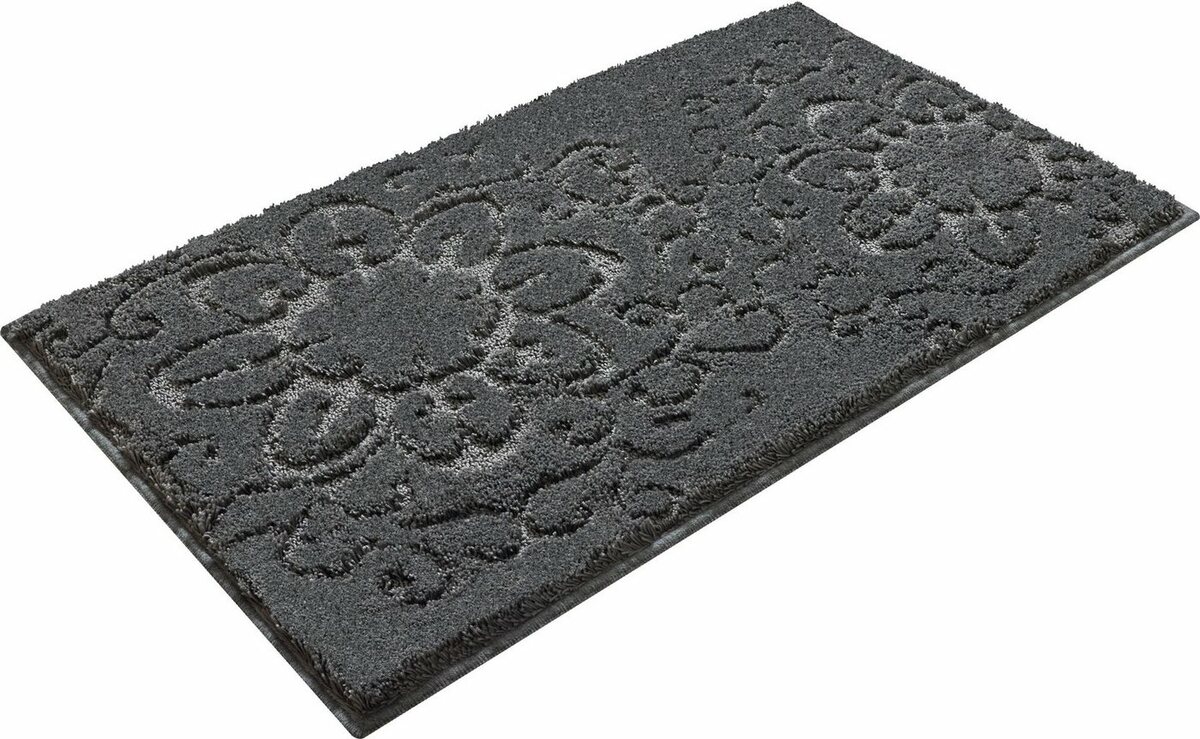 Bild 1 von Badematte Sophia Grund, Höhe 22 mm, rutschhemmend beschichtet, Polyester, rechteckig, Hoch-Tief-Struktur, Made in Europe, Grau