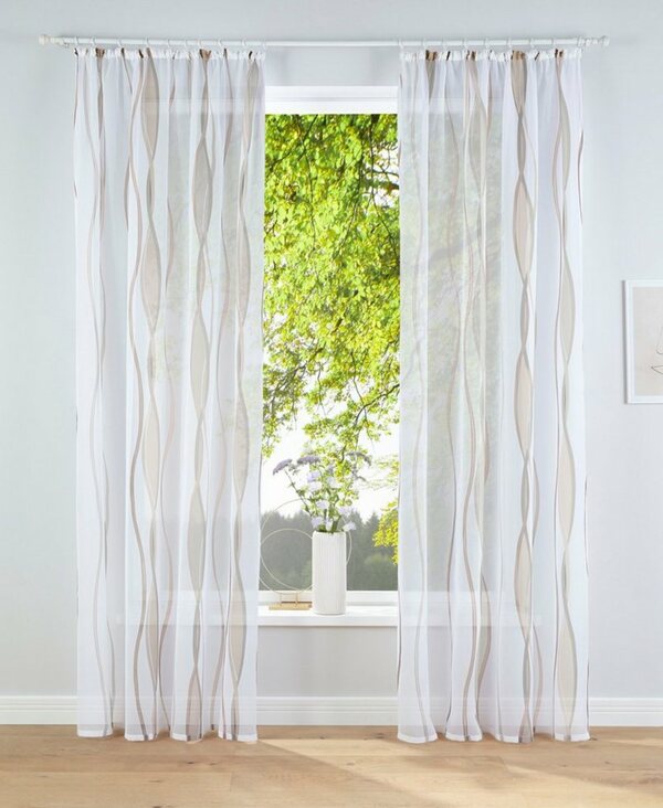 Bild 1 von Gardine Dimona, my home, Kräuselband (2 St), transparent, Voile, 2er-Set, Voile, Polyester, Wellen, Weiß