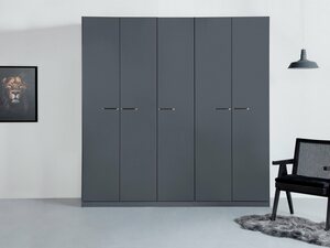 Rauch Drehtürenschrank Oteli inkl. Einteilung mit 3 Schubladen, zusätzl. Böden, auch mit Spiegel, Grau