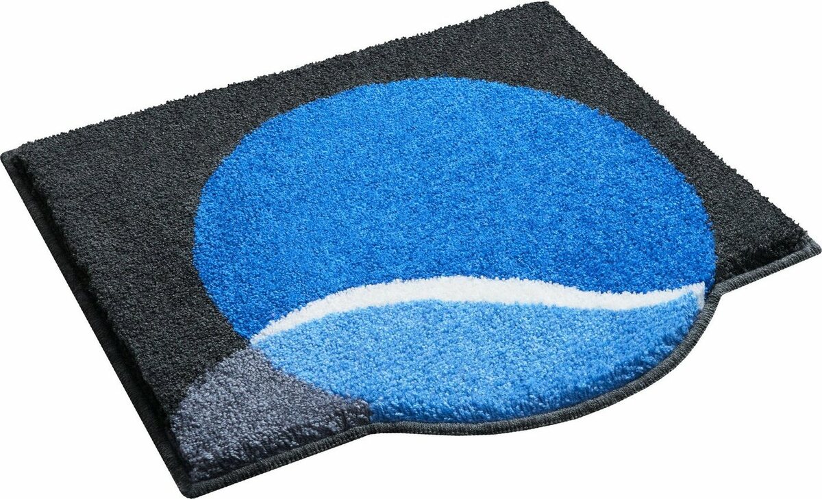 Bild 1 von Badematte Moonset Grund, Höhe 20 mm, rutschhemmend beschichtet, schnell trocknend, Polyacryl, rechteckig, besondere Form, Made in Europe, Blau